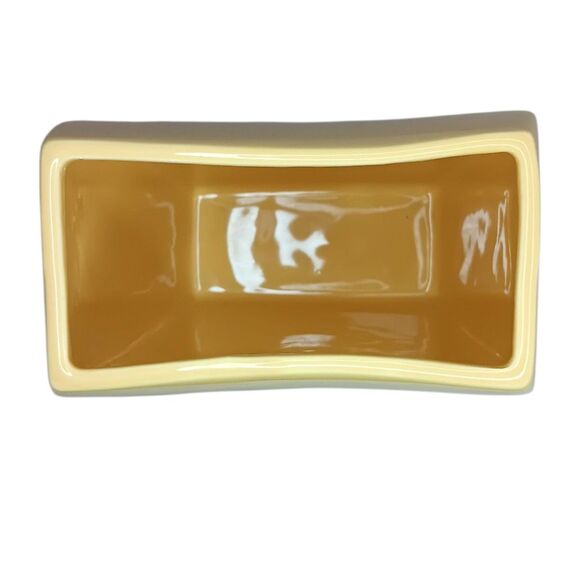 Vintage 2003 Haeger Yellow Pottery Pillow Vase Rectangular With Curved Sides 8" - Picture 5 of 13